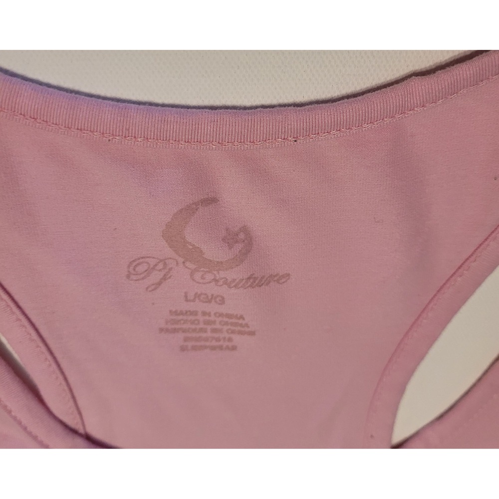 PJ Couture Cat Pocket Tank Top Womens Large Pink Excellent Racerback Crop - Picture 2 of 6